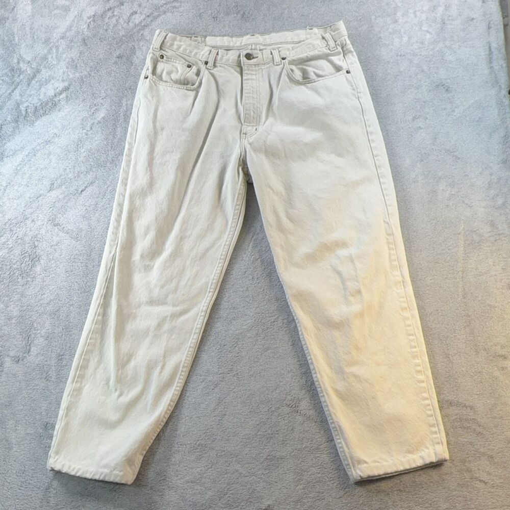 Arcadia 2221-0 Jeans Mens 36x30 White Straight Leg 100% Cotton High Rise Denim